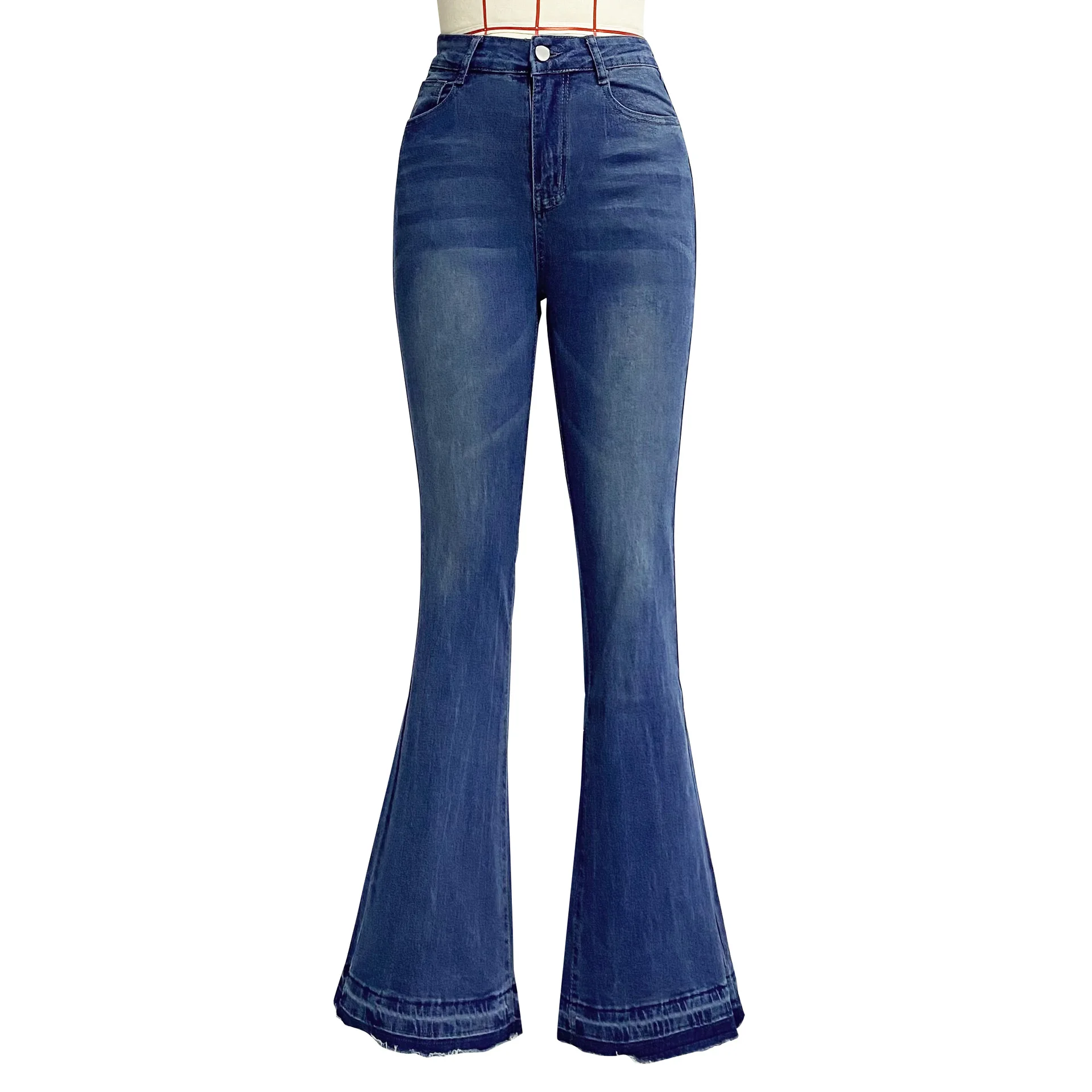 

Jeans for Women Fashion Slim Stretch Raw Edge Flared Trousers