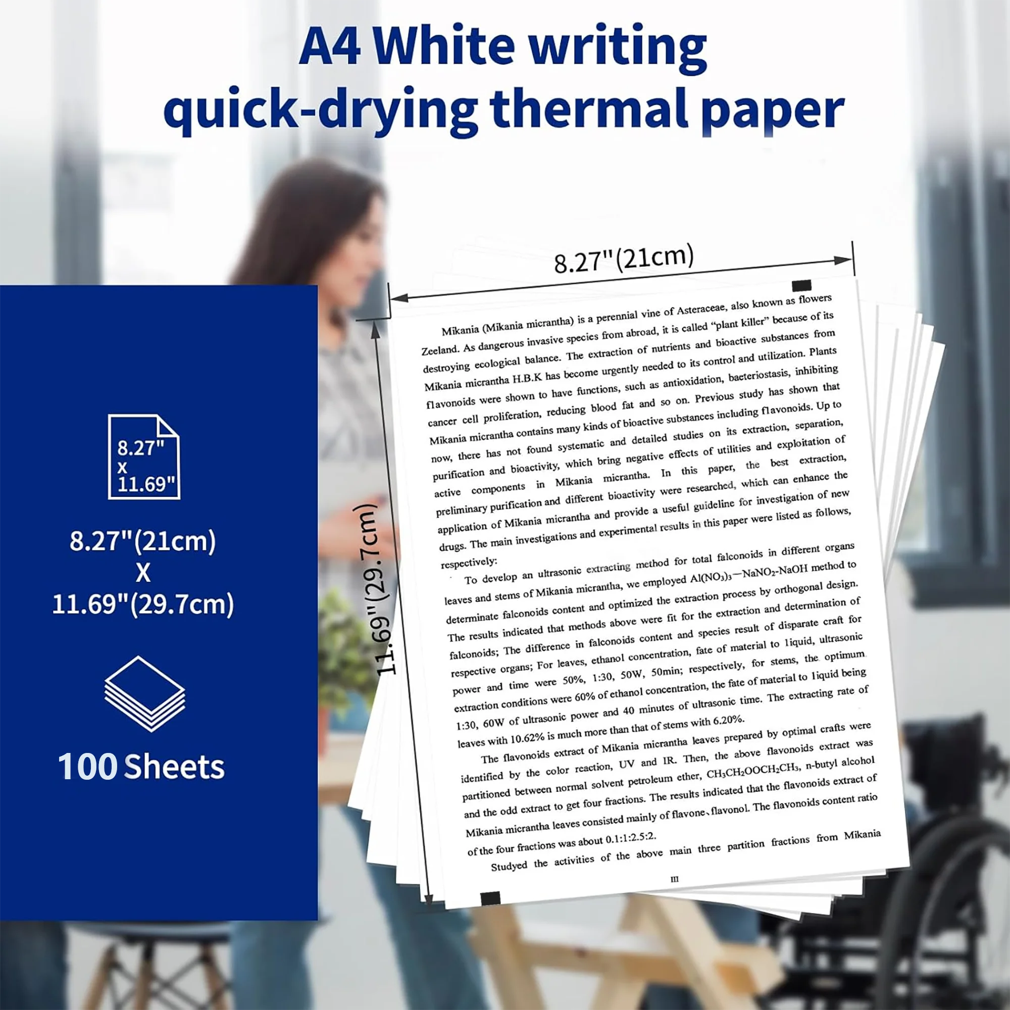 100 Sheets A4 Thermal Paper Printing Paper 210x30mm Suitable For A4 Wireless Bluetooth Thermal Printer Fax Machine Paper