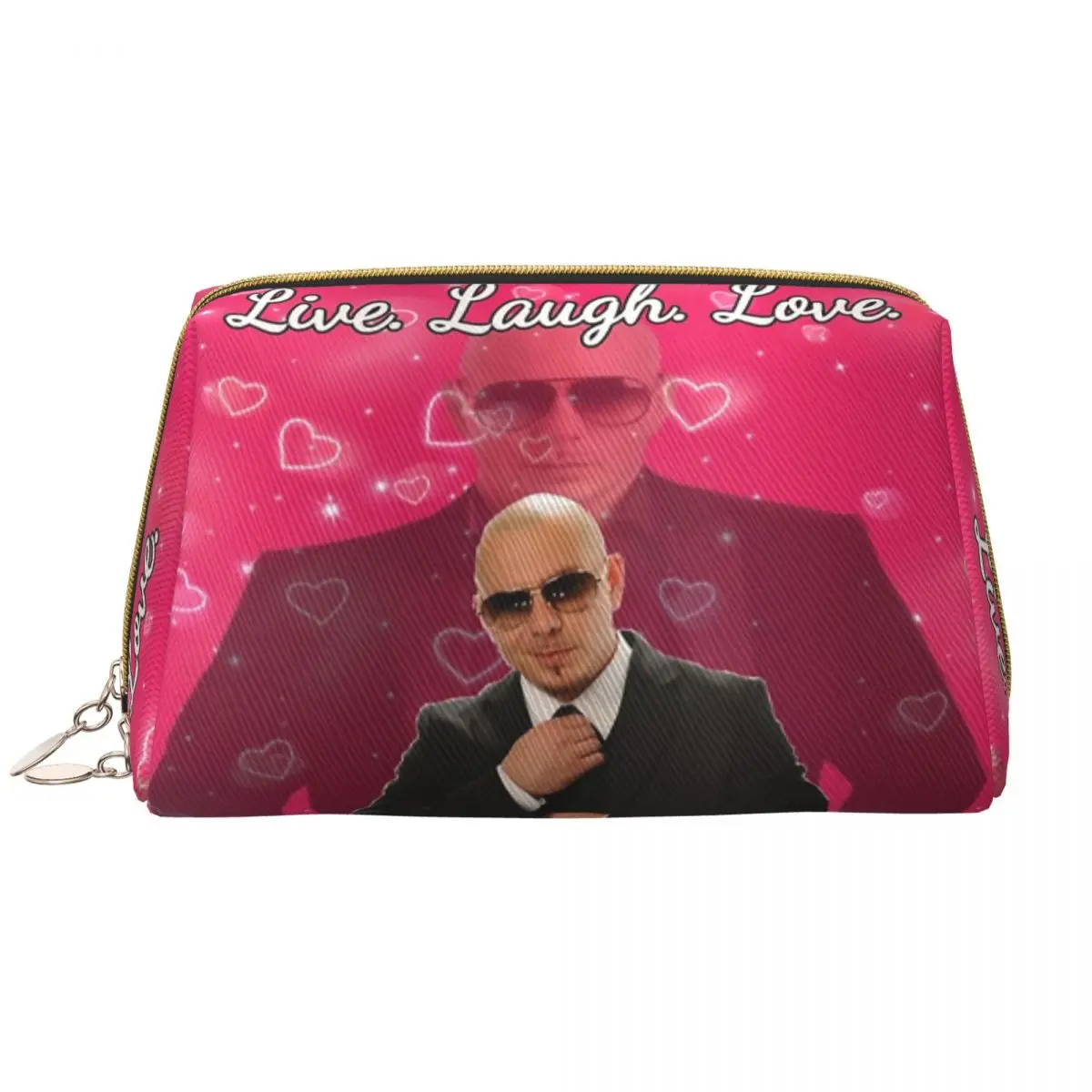 Mr. World Rapper Pitbull Says Cosmetic Bag Women To Live Laugh Love Makeup Toiletry Organizer Lady Beauty Storage Dopp Kit