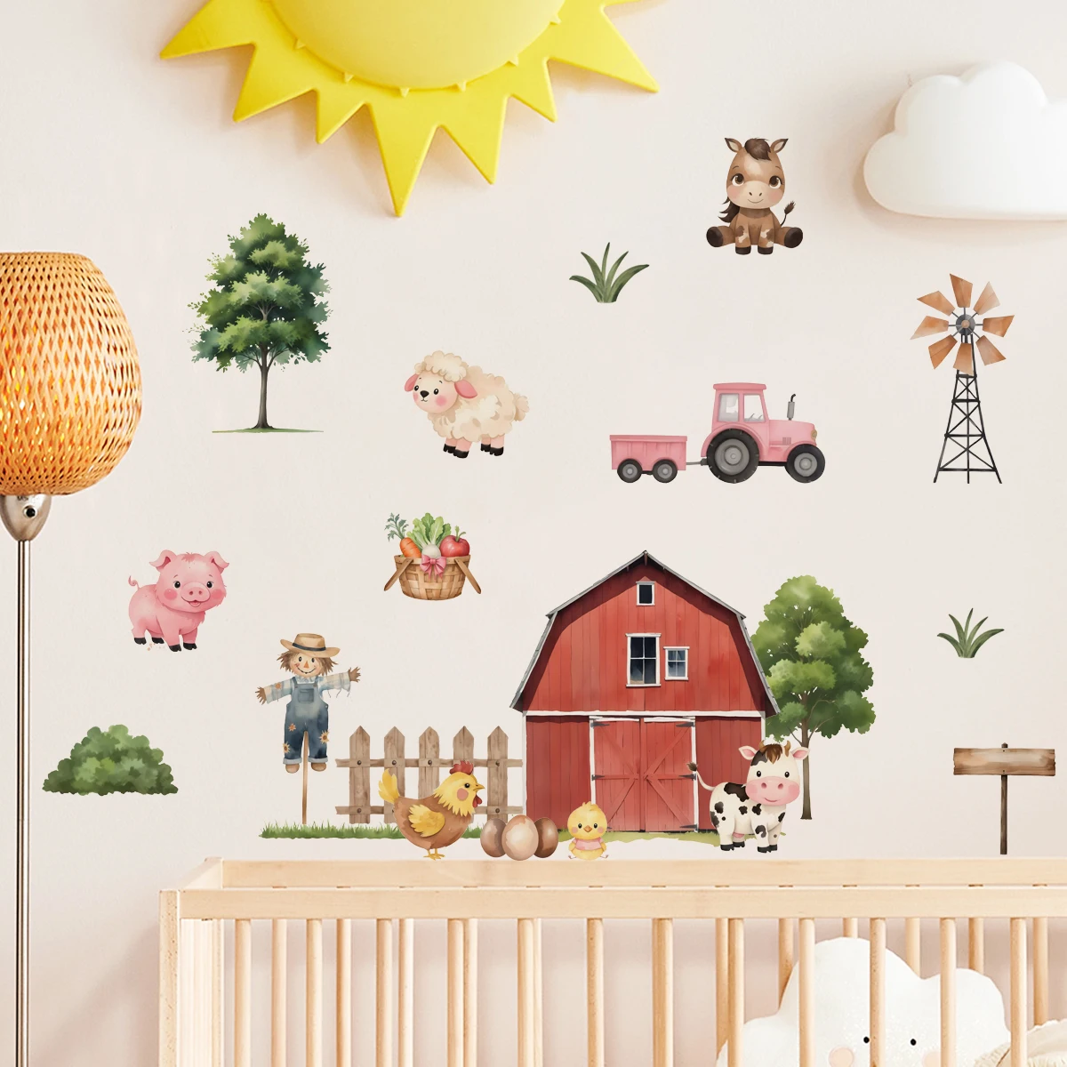 

Cartoon Farm Trees Dairy Cow Animals Watercolor Wall Sticker Child Room Wall Art Decal Kids Room Vinyl Bedroom Living Home Decor