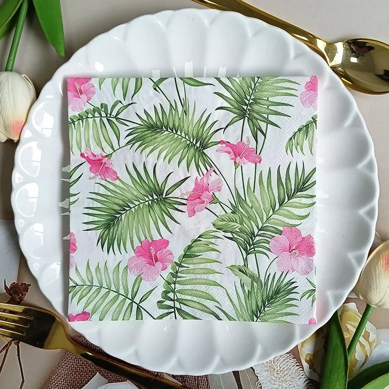 20pcs 33cm 2-Ply Printed Facial Tissue Paper Picnic Birthday Party Wedding Confessions Tissue Full Floral Napkins Decoupage