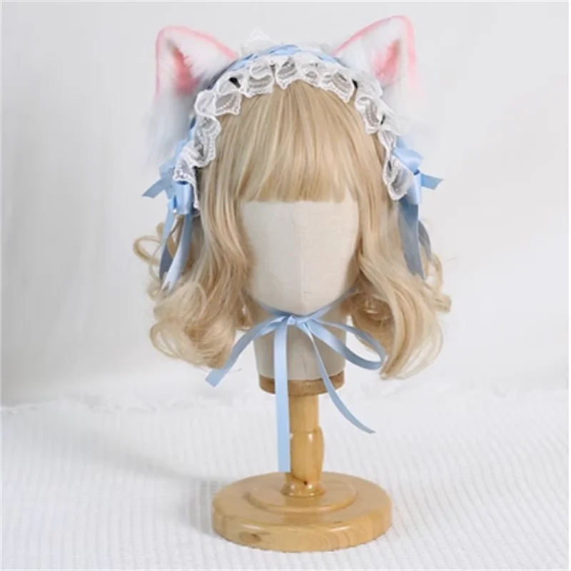 

Hot Sales Beast Ears Lolita Lace Headband Lace Bow Hairband Sweet Bow Maid Cosplay Headpiece Multiple Colors