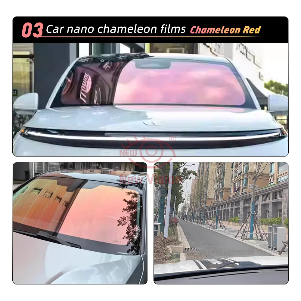 

1mX3m Chameleon Rose Red 78% High Definition Window Tint Film High Insulation UV Rejection Windshield Tint Chameleon Tint Film