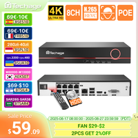 Techage H.265 8CH 4MP 5MP 8MP 1080P 4K POE NVR Two-way Audio Security Surveillance NVR Up to 16CH For POE IP Camera CCTV Video