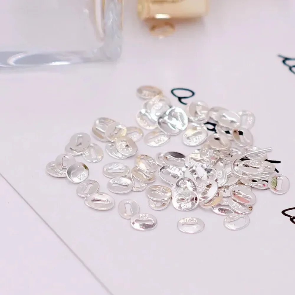 50/200PCS Stamp Silver Oval Necklace Bracelet Connector Ring DIY Making Finding 5*6mm