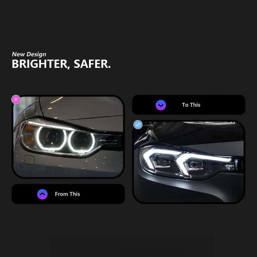 Laser Headlights Assembly for BMW 3 Series12-19 F30 F35 Upgrade to 24 Laser Headlight Daytime Running Brake High Low Beam