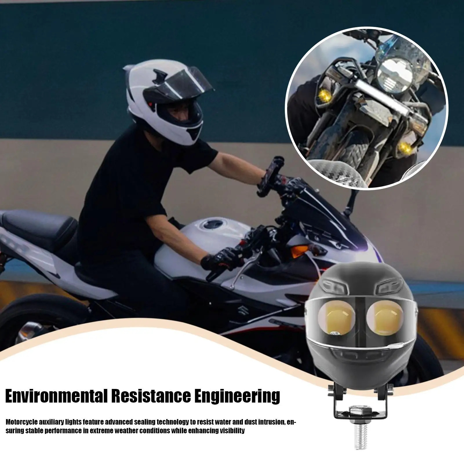 دراجة نارية أضواء الضباب خوذة على غرار LED دراجة نارية مساعد ضوء دراجة نارية القيادة الأضواء لملحقات الديكور موتو