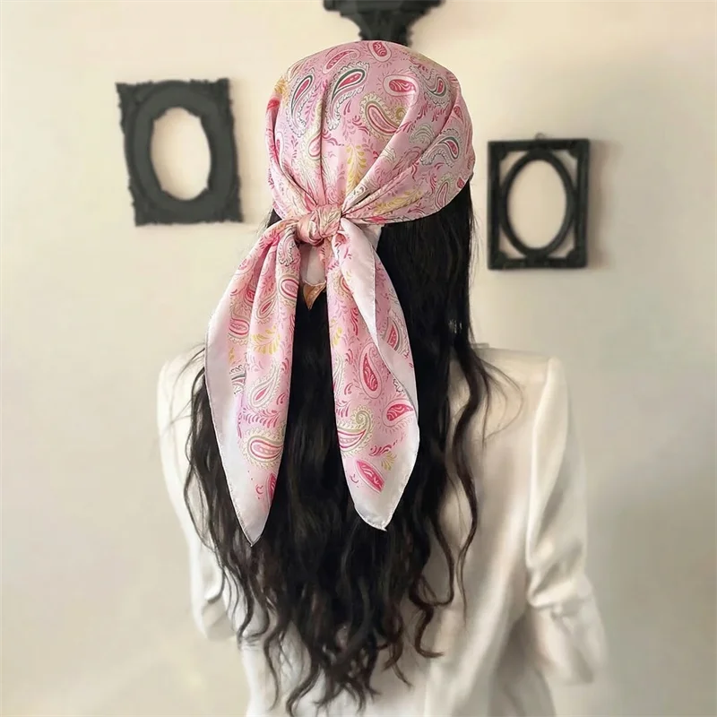

70*70cm Women Square Silk Scarf/scarves Luxury Wrap 2026 Hair Tie Band Bag Warp Soft Neckerchief Hijab Headscarf Female Foulard