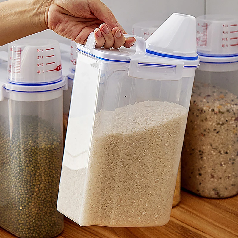 Food Storage Tank With Measuring Cup Kitchen Moisture-proof Insect Proof And Dustproof Sealed Tank For Storing Rice
