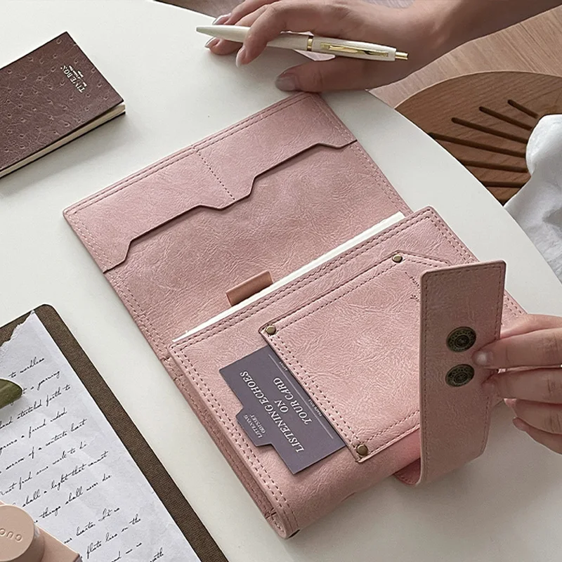 Vintage A6 Refillable Notebook, Soft Leather Traveler's Journal Retro Brown Writing Notes Minimalist Brown Diary for Women Men