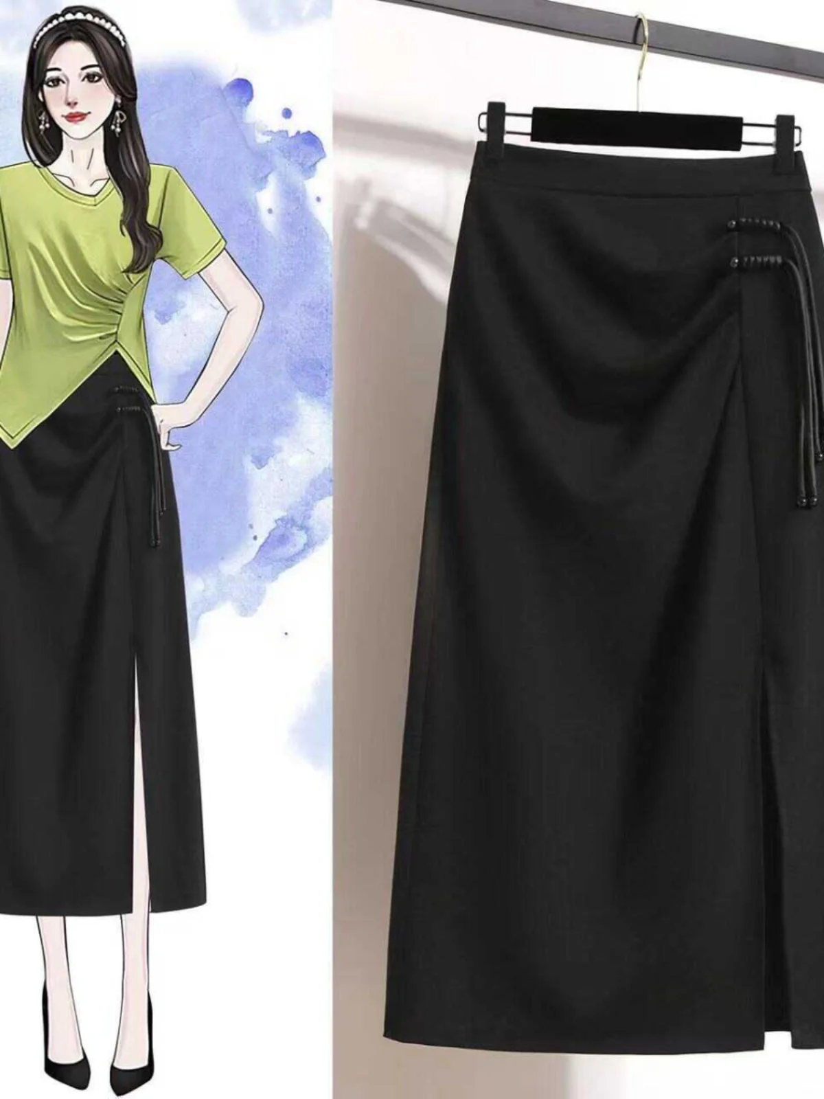 plus Size Women's High Waist Elastic Summer New Chinese Style National Trend Half Skirt Belly Covering Slimming Wrap Skirt