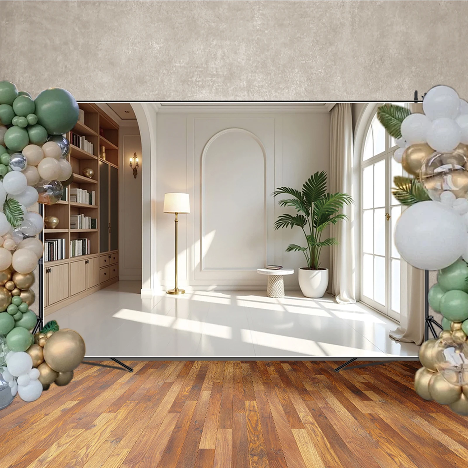 MOON.QG خلفيات خزانة نافذة قوسية لغرفة المعيشة الداخلية للصور خلفية استوديو الصور خلفية التقاط الصور