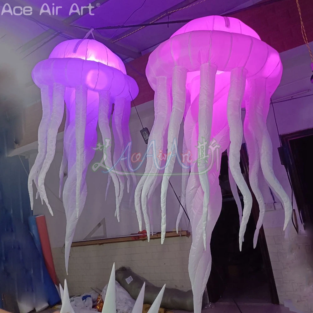 Appeso a soffitto gigante Meravigliosa meduse gonfiabili Pop Up Scaleph Relipca con luci a LED che cambiano colore per la decorazione di eventi