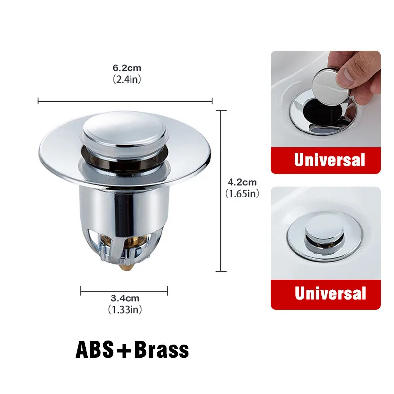 99% Universal All Brass Pop-Up Bounce Core Basin Drain Filter Hair Catcher Sink Strainer Bathtub Stopper Bath Plug Bathroom Tool