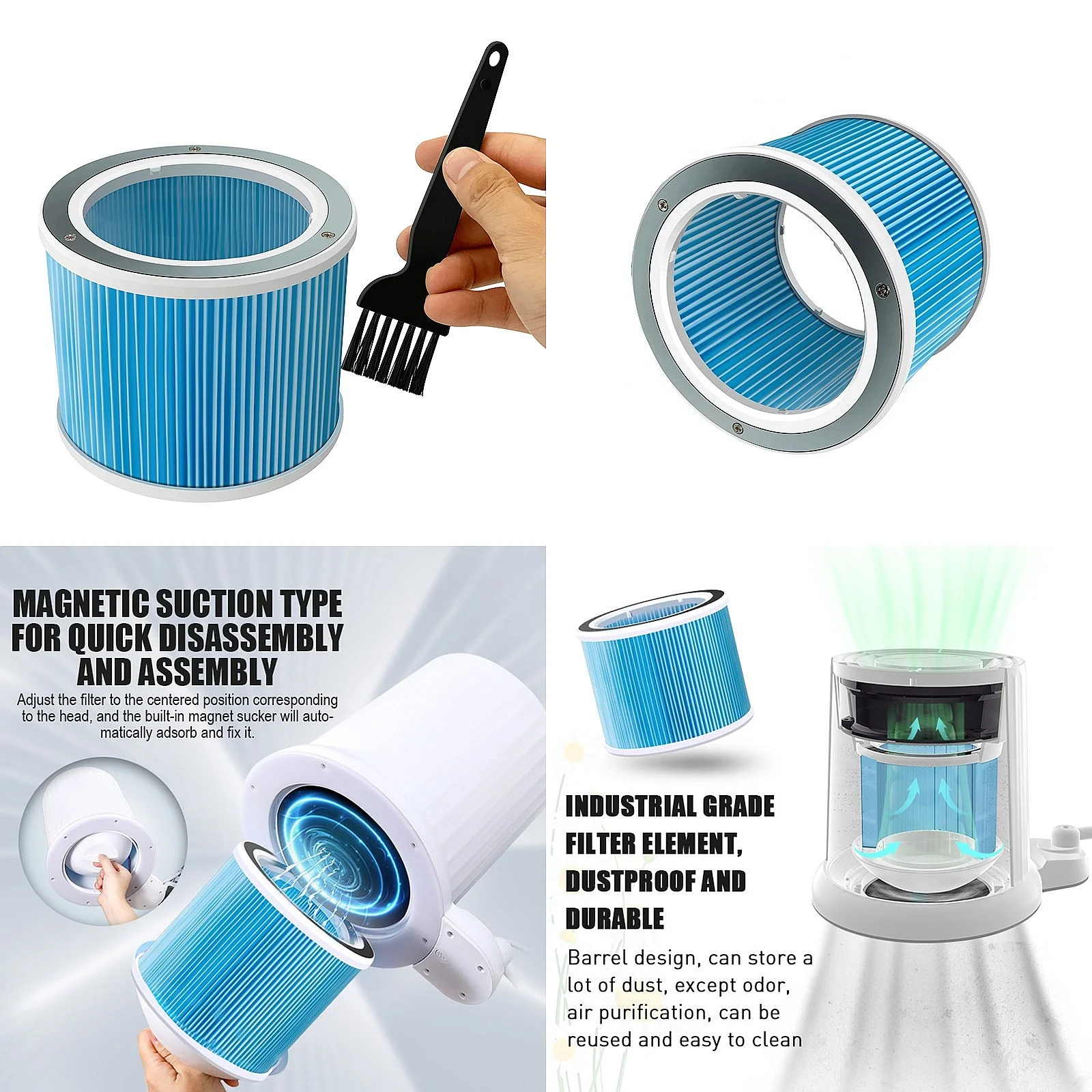 2028J OEM AT-NDC-025 Blue White Paper Cylinder Pedicure Vacuum Cleaner Filter Replacement