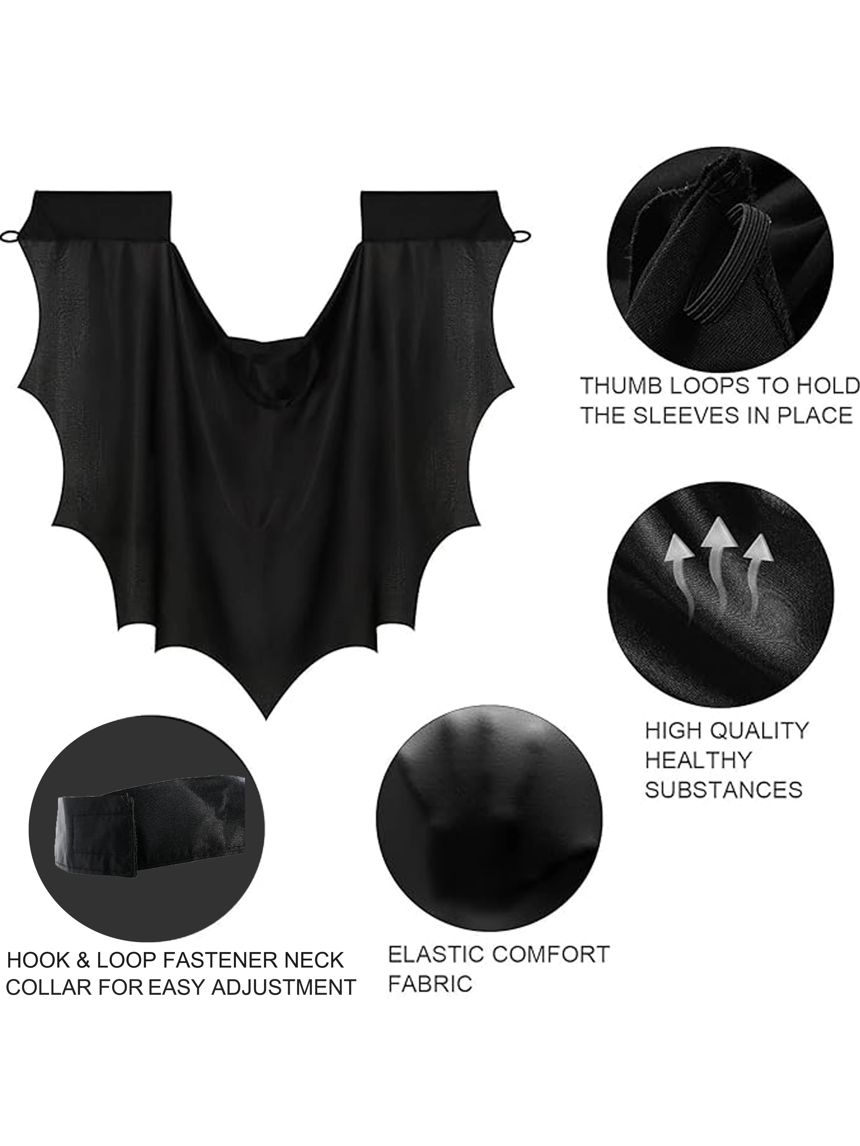 Batwing Cape & Mask Set for Kids - Black Superhero & Vampire Costume Accessories for Halloween, Christmas, Role Play Party