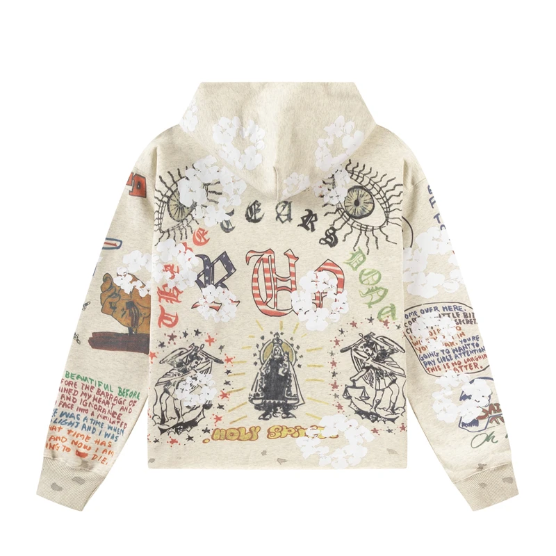 New Saint Graffiti Print Hoodie Pullover Men Women High Quality 25fw Heavy Fabric Unisex Hooded