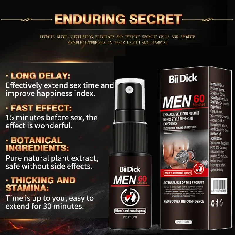 Bii Dick Sex Delay Spray for Men Big Male Lasting Products Anti Premature Ejaculation Prolong 60 Minutes Penis Enlargment Oils