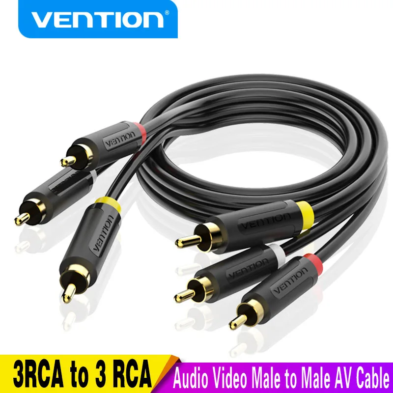 Vention 3RCA do 3 kabel RCA Audio wideo z męskiego na męskie kabel AV pozłacany do STB TV DVD VCD Blueplayer wzmacniacz kabel złącze RCA
