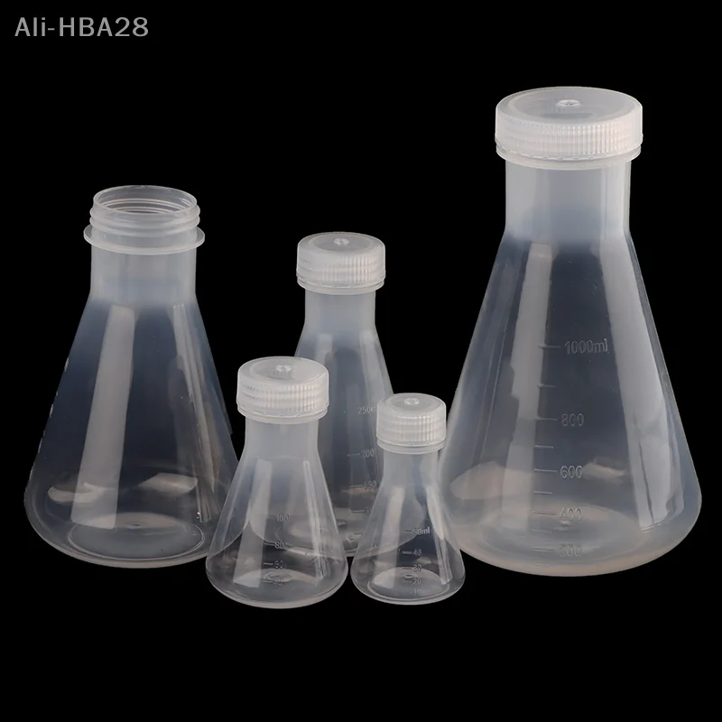 50ml To 1000ml Lab Plastic Erlenmeyer Flask Conical Container Bottle With Screw Cap For Laboratory Experiment