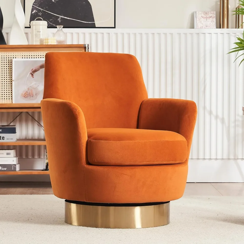 Swivel chair set of 2, 360-degree comfortable velvet fabric round upholstery chair, small armchair in the living room bedroom