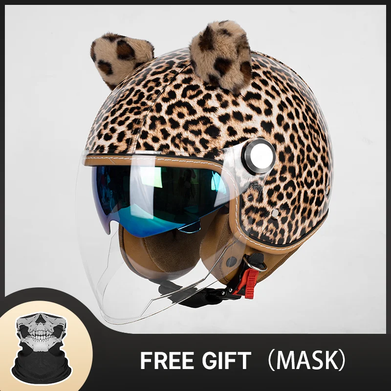 高視認性安全3/4オープンフェイスオートバイヘルメット、デュアルレンズ、頑丈なシェル、耐久性、作業者や都市走行に最適