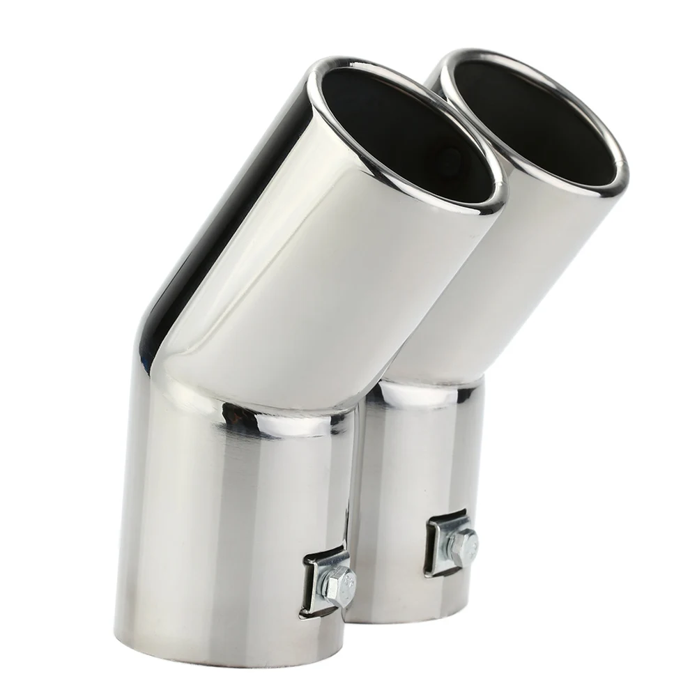 Dual Pipes Stainless Steel Exhaust Tail Pipes Muffler Tips for VW Golf 4 Bora Jetta