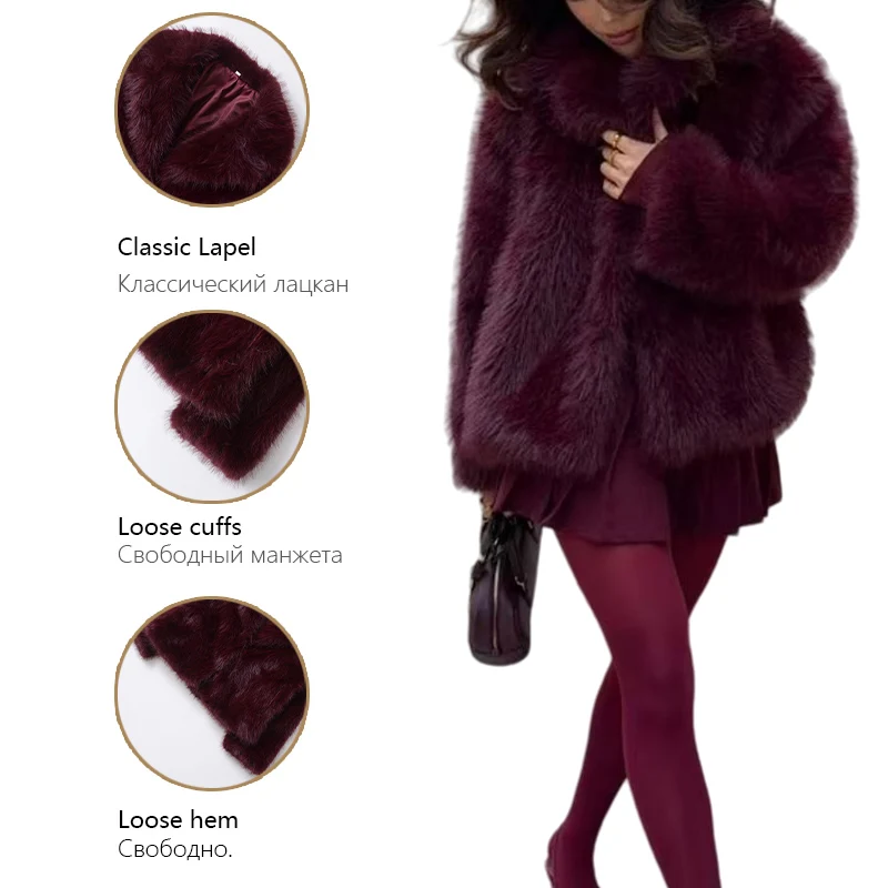 معطف نسائي من الفرو الصناعي 2025 موضة جديدة للخريف والشتاء سترة سميكة للنساء ملابس أنيقة وأنيقة للسيدات #6