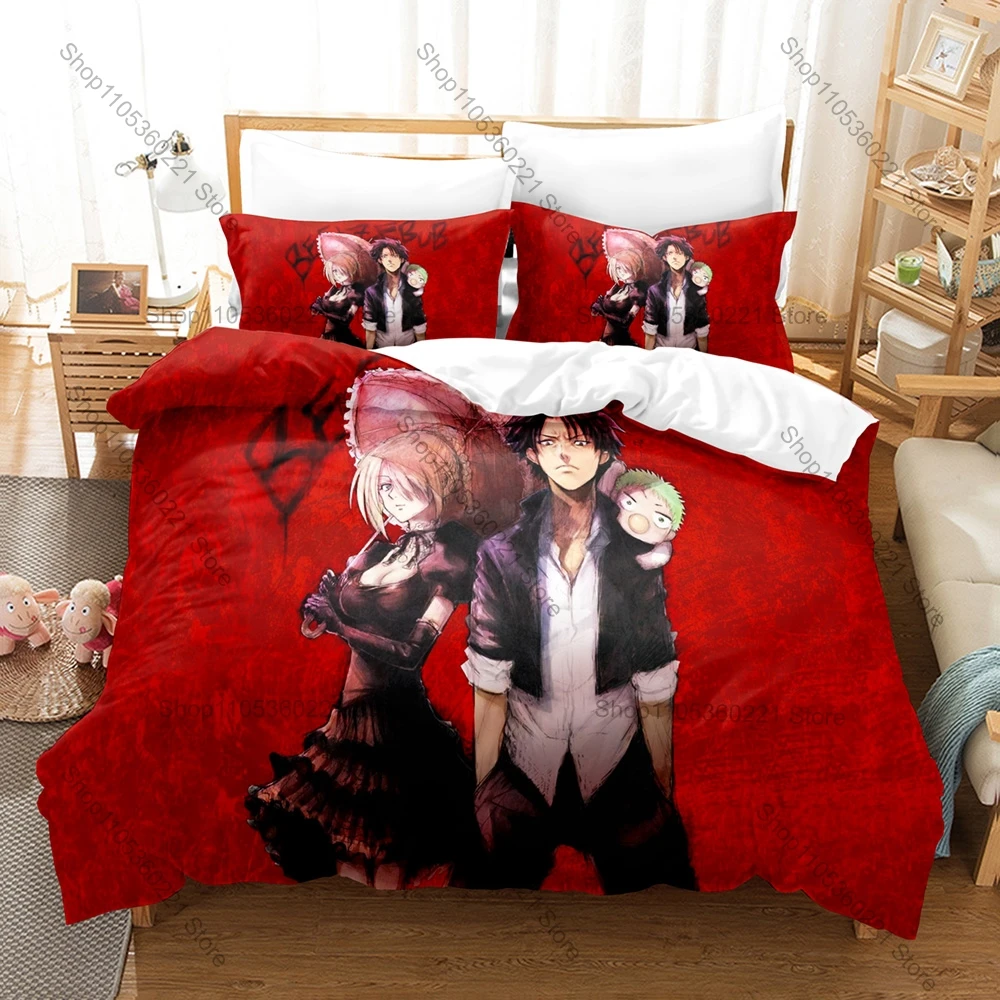 Beelzebub 3D Print Bedding Set Includes Duvet Cover 2 Pillowcases Funny Delinquent High School Demon Baby Oga Hilda Comedy Anime