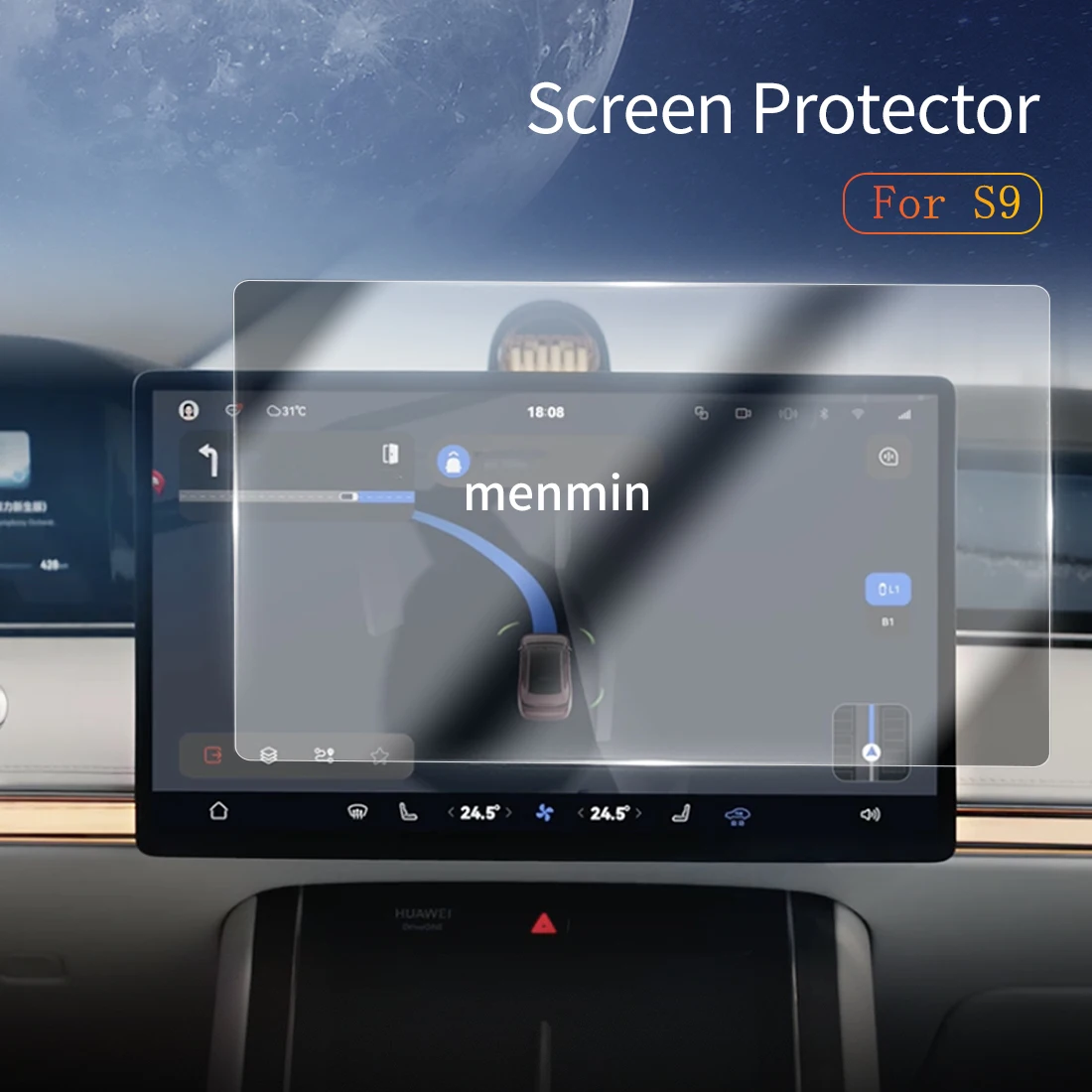

Автомобильные наклейки Dash Carplay, зеркало, защитная пленка для экрана, дисплей, закаленное стекло, защитная пленка для автомобиля 24 AITO S9