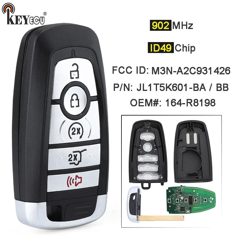 Układ KEYECU 902 MHz ID49 M3N-A2C 931426   Inteligentny pilot zdalnego sterowania do Ford Explorer Expedition Edge do Lincoln Aviator Corsair