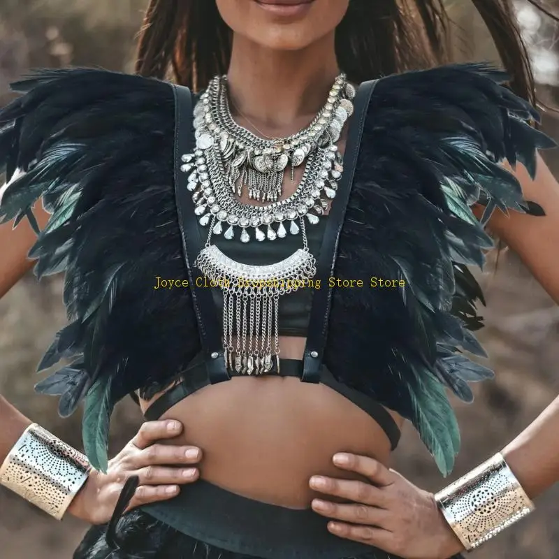 Plume haussement d'épaules châle Punk gothique plume haussement d'épaules épaule femmes hommes 10CD