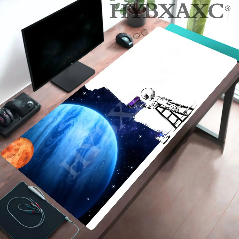HYBXAXC ALIEN ART Gaming Desk Pad  Alien Funny Themed Mouse Pad Durable Rubber Stable Smooth Table Mat for Computer Home Office