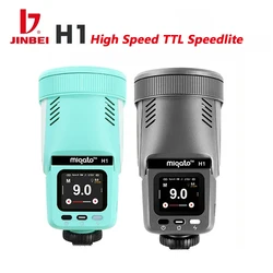 JINBEI H1 Round Head LED Speedlite HSS TTL Camera Flash 12W BI LED Video Light 2 in 1 Light for Canon Nikon Fuji Sony