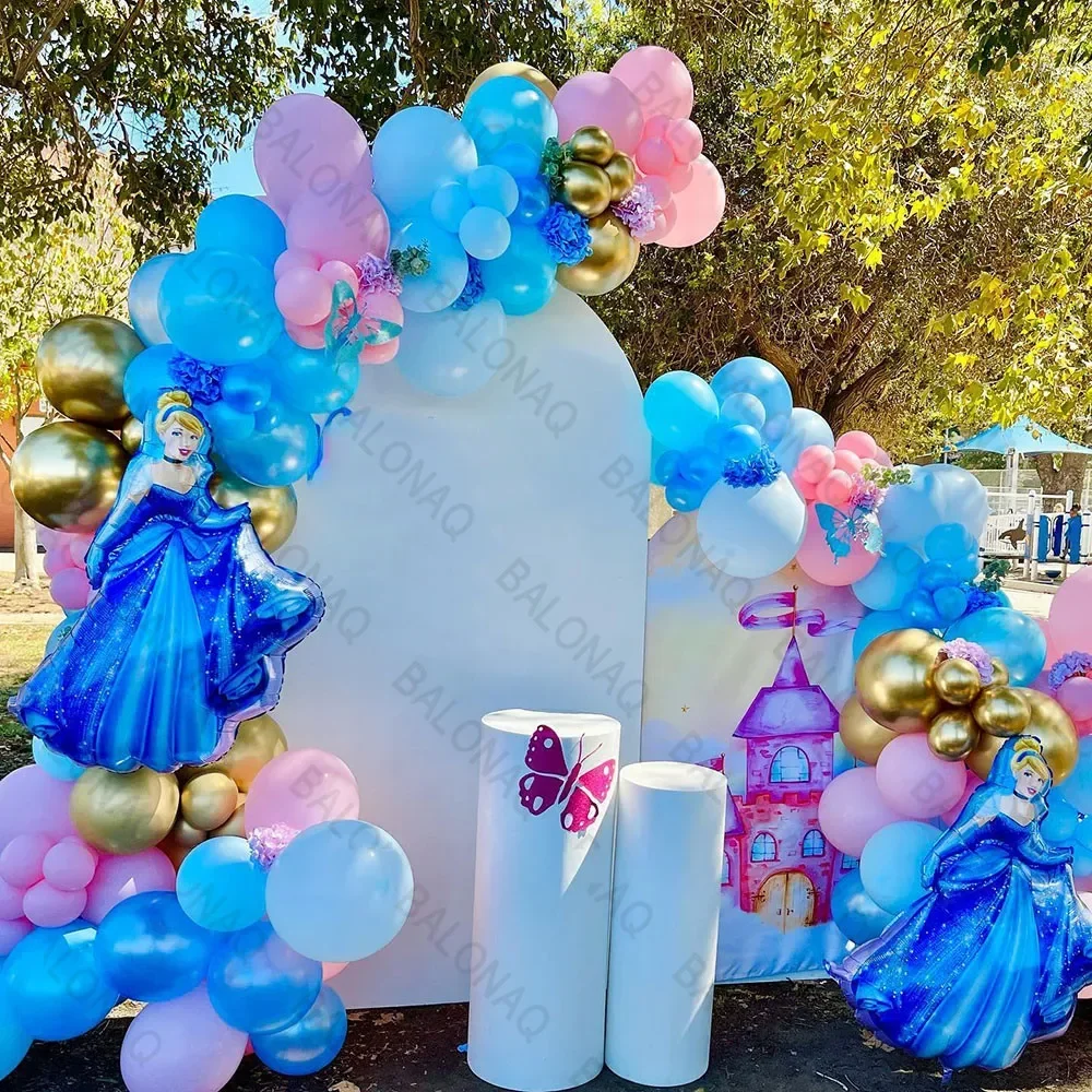 125pcs Princess Theme Cinderella Cartoon Model Happy Birthday Party Decoration Cinderella Aluminum Foil Balloon