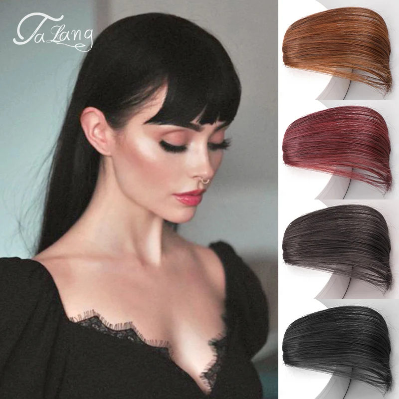 LATANG Synthetic Air Bangs, Girls Natural Bangs Hair Piece Black Brown Clip Hair Extension Wig Black Brown Blonde Jewelry Adult