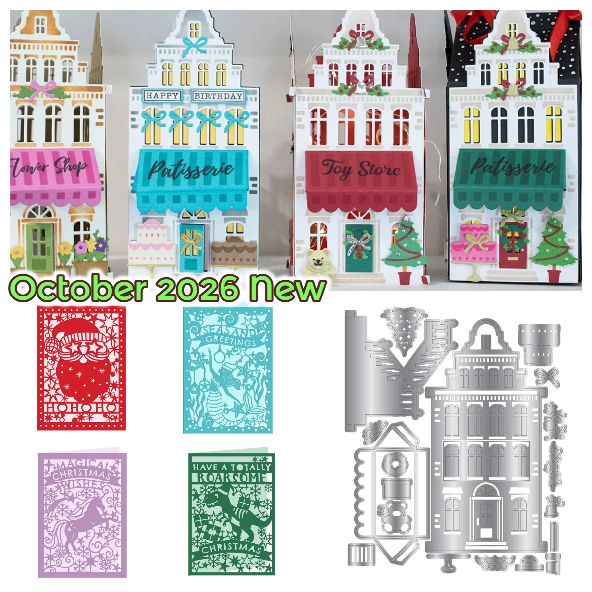 Oktober 2026 Neues Disco Santa Create-a-Card Metall-Stanzset Metall-Stanzformen für DIY Scrapbooking Handgemachte Grußkarten-Dekoration