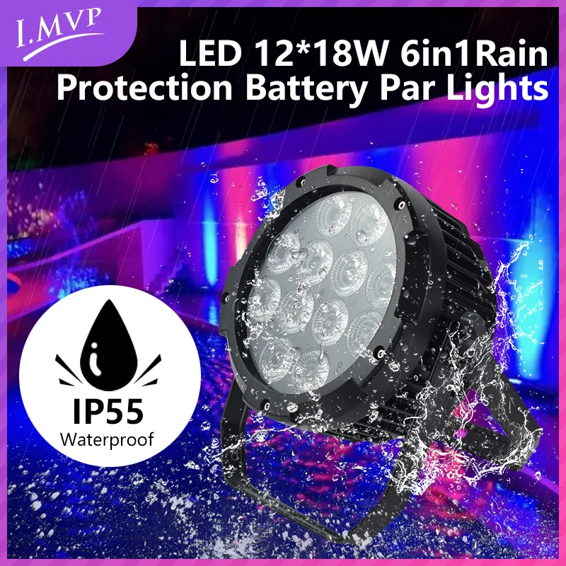 Waterproof Outdoor 12x18W Wireless DMX Control Battery LED RGBWA UA 6in1 Uplight Par Light for Stage Club