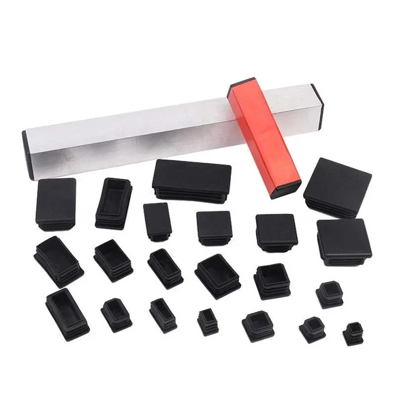 Factory WholesaleRectangle Plastic Black Blanking End Caps Furniture Leg Tube Pipe Inserts Plugs Bung Decorative Dust Cover