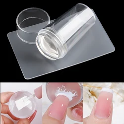 Nail Stamper Jelly Silicone Printing Nail Polish Stamping French Tip Nail Stamp Template with Scraper Manicure Stencil Tools