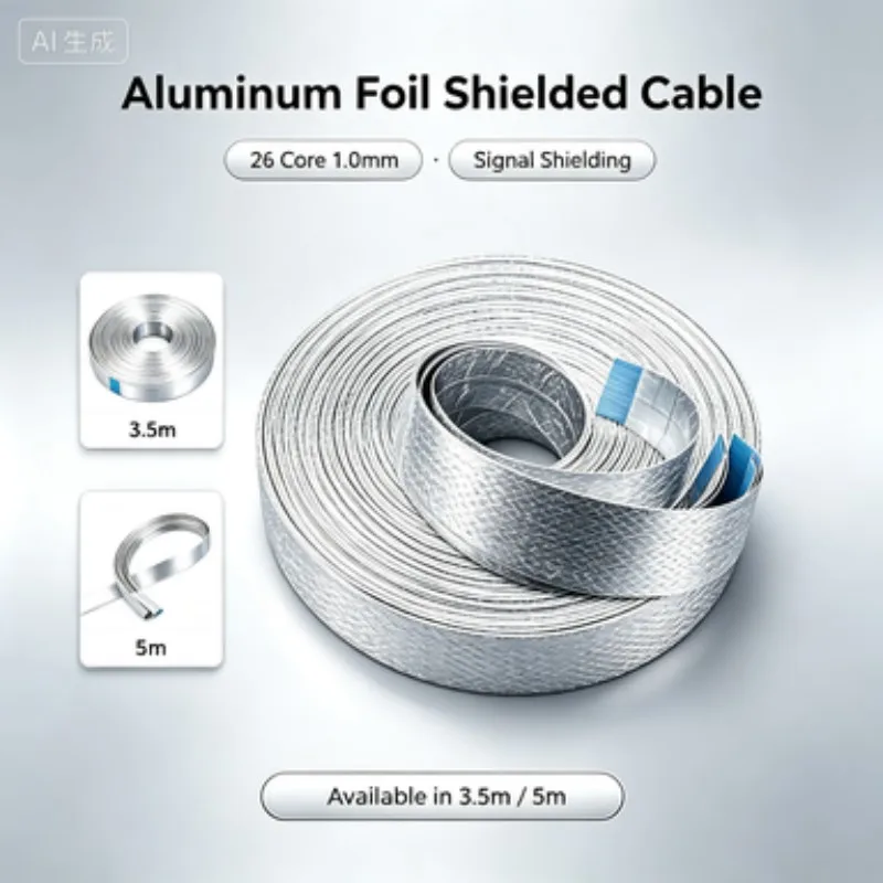 26 Core 1.0mm Pitch Aluminum Foil Shielded Flat Data Cable 3.5M5.5MAnti‑interference FFC Ribbon Cable For UV Inkjet Printer Prin
