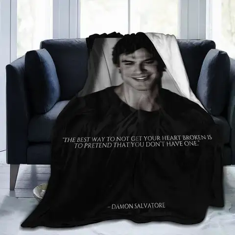 The Vampire Diaries Damon Salvatore Blankets Coral Fleece Plush Decoration Super Soft Throw Blanket for Bed Bedroom Rug Piece