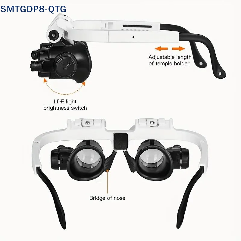 Hot！Magnifying Glass 8X/15X/23X Jeweler Watchmaker With LED Light Telescopic Headband Magnifier Glasses Reading Loupes Eyewear