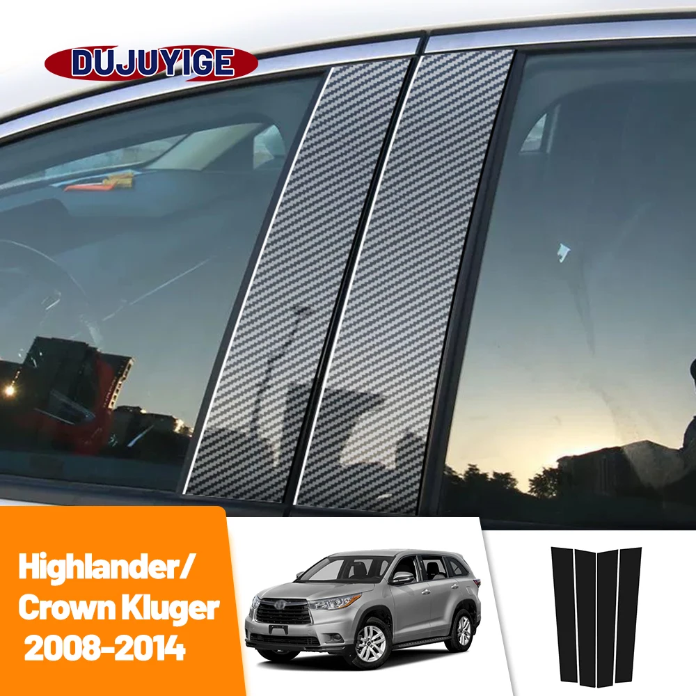 

For Toyota Highlander Crown Kluger 2008-2014 2009 Carbon Fiber Window Door Column Deal B C Pillar Post Cover Trim Sticker