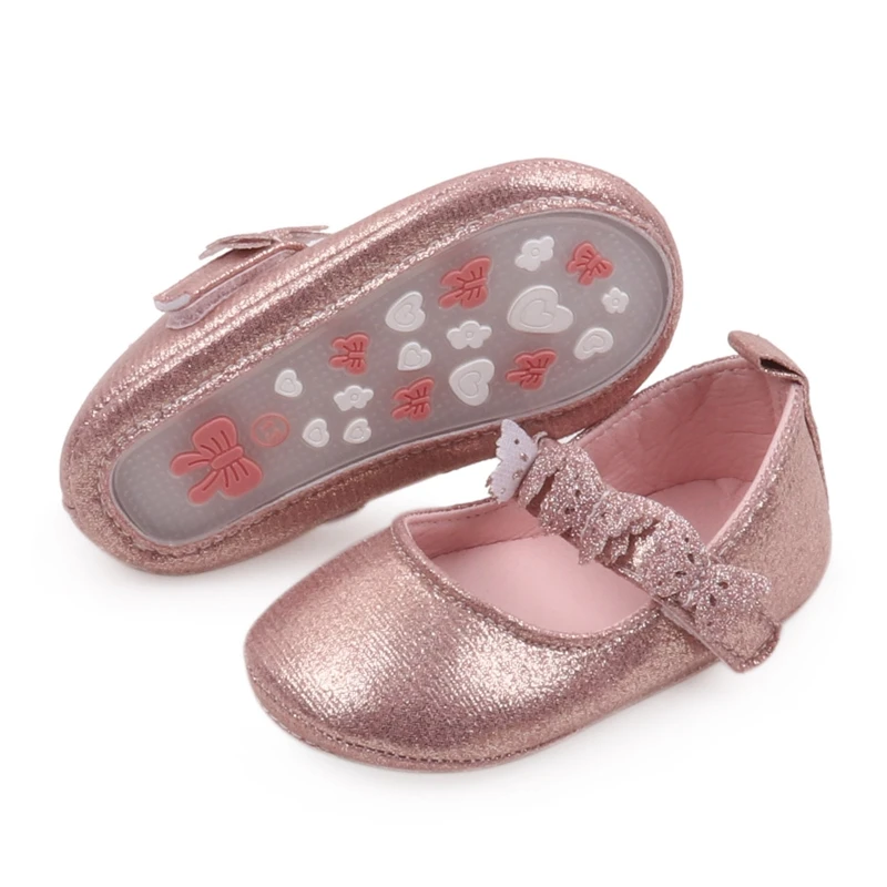 Fashion Newborn Baby Items Girls Crib Shoes Toddler First Trainer Casual Bling Butterfly Loafers Infant Dolls for Training Gifts