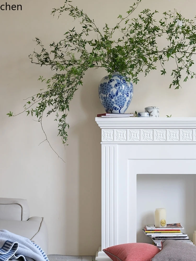 

Blue and White Porcelain "Big Belly Brings Fortune" New Chinese Style Vase Entrance Decoration