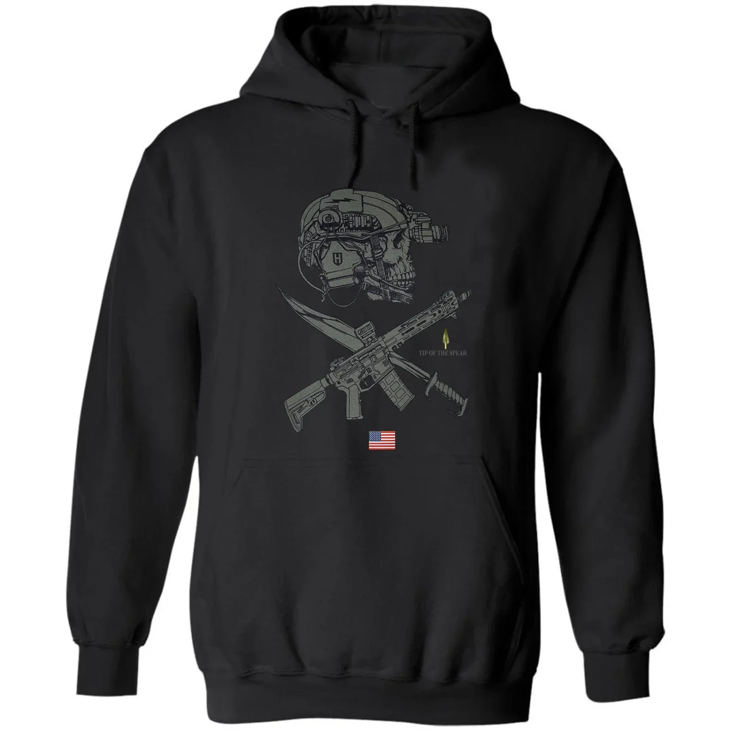 

Retro Style Tip of The Spear Tactical Skull Military Grunt Pullover Hoodie Comfortable Cotton Casual Mens Sweatshirt Streetwear