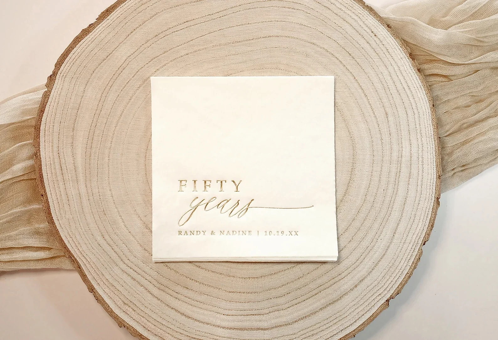 50 Anniversary Napkins | 50th Anniversary | 25th Anniversary | Wedding Anniversary Decor | Cocktail Napkins | Gold Foil Beverage