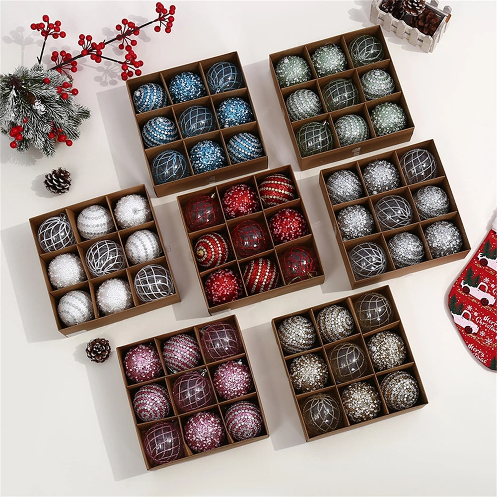 

Набор из 9 елочных шаров 8 см: новогодние украшения, подвески для елки, праздничные украшения