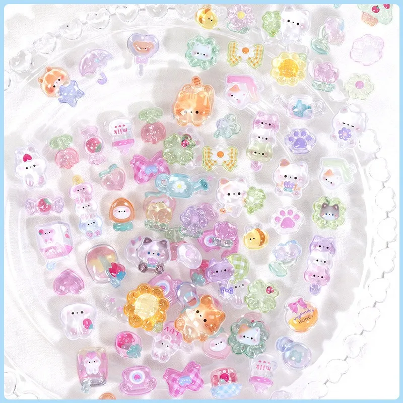 300 قطعة Kawaii الكرتون ثلاثية الأبعاد الإغاثة ملصق لطيف كريستال هلام التصحيح ل جراب هاتف المحمول مرآة سجل القصاصات مجلة الحيوان ديكو
